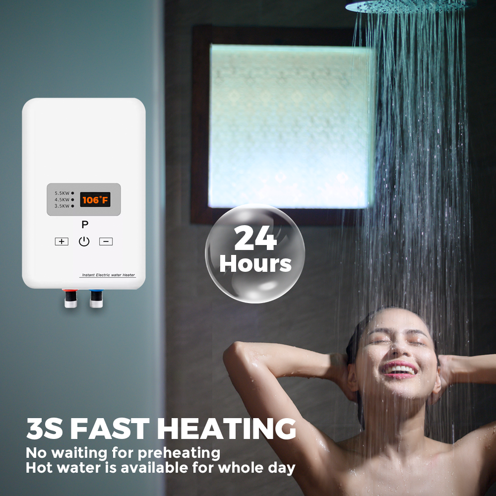 6500W Electric Instant Hot Water White Heater System Under Sink Rapid Heating Mini Tankless Heater Electricity Saving 220V Over Heating Protection