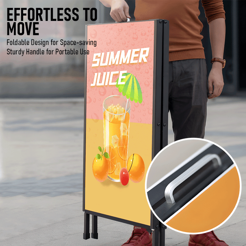 A1 Frame Sign Double Sided Poster Board Outdoor Display Advertising Stand 60x90cm Portable Sidewalk Sign Freestanding for Bars Cafes Events Shops