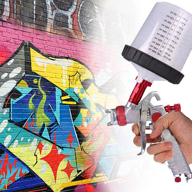 HVLP Air Spray Gun Paint Gun 600CC Gravity Feed Cup Painting Tool With 3 Nozzle 1.4mm 1.7mm 2mm Tips for Wall Fencing Decking Painting