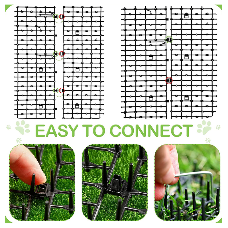 4M Cat Scat Mat Spikes Deterrent Fence Protector Prickle Strips Anti-Cats Network Digging Stopper Pest Repellent Spike Deterrent Mat 2 Rolls