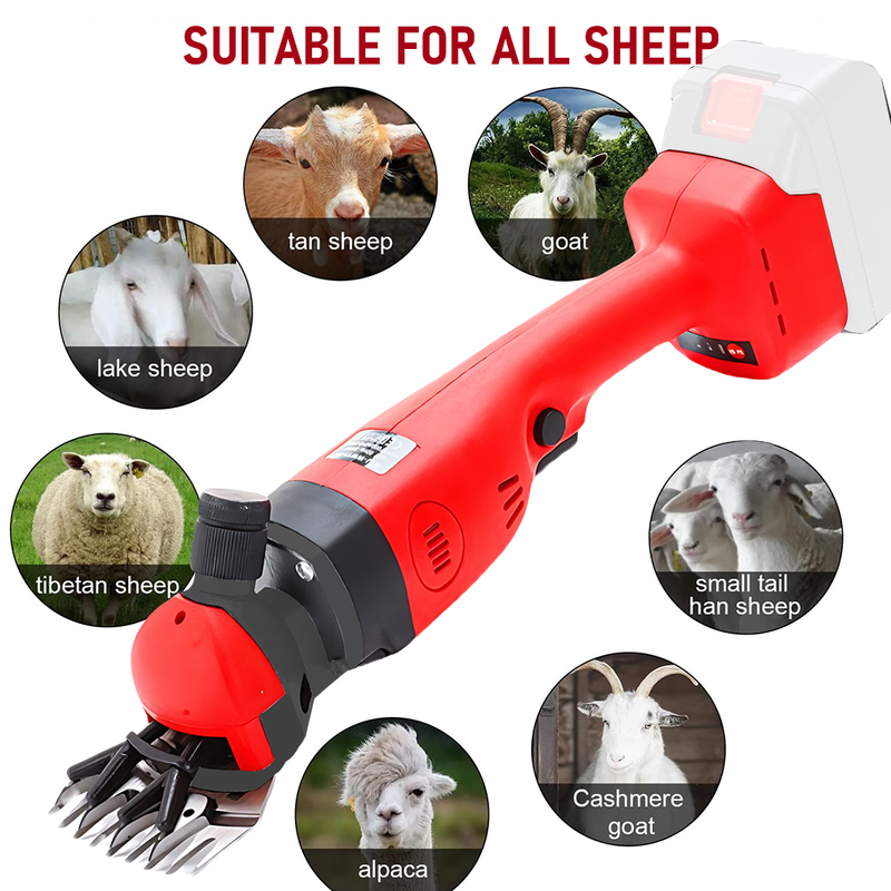 3500RPM Cordless Electric Sheep Shears with Extra 9 Straight Tooth Blades  Wool Animal Clipper Kit for Shearing Sheep Goats Cattle --Skin Only