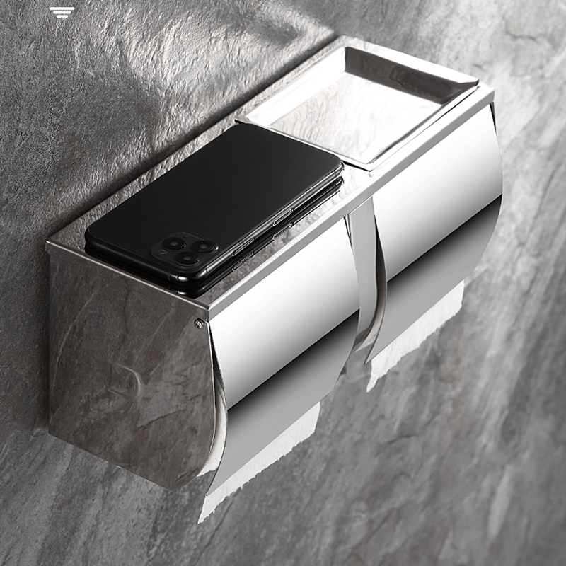 Toilet Paper Hold with Stainless Steel Double-Layer Practical Toilet Paper Roll