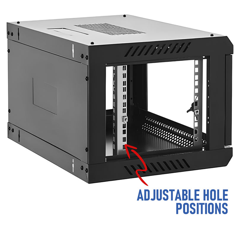 12U Cabinet Server Network Data Rack Wall Mount LAN Rack IT Equipment 20kg Max with Lockable Glass Door and Removable Side Panels 400mm Deep Overall 0.6mm