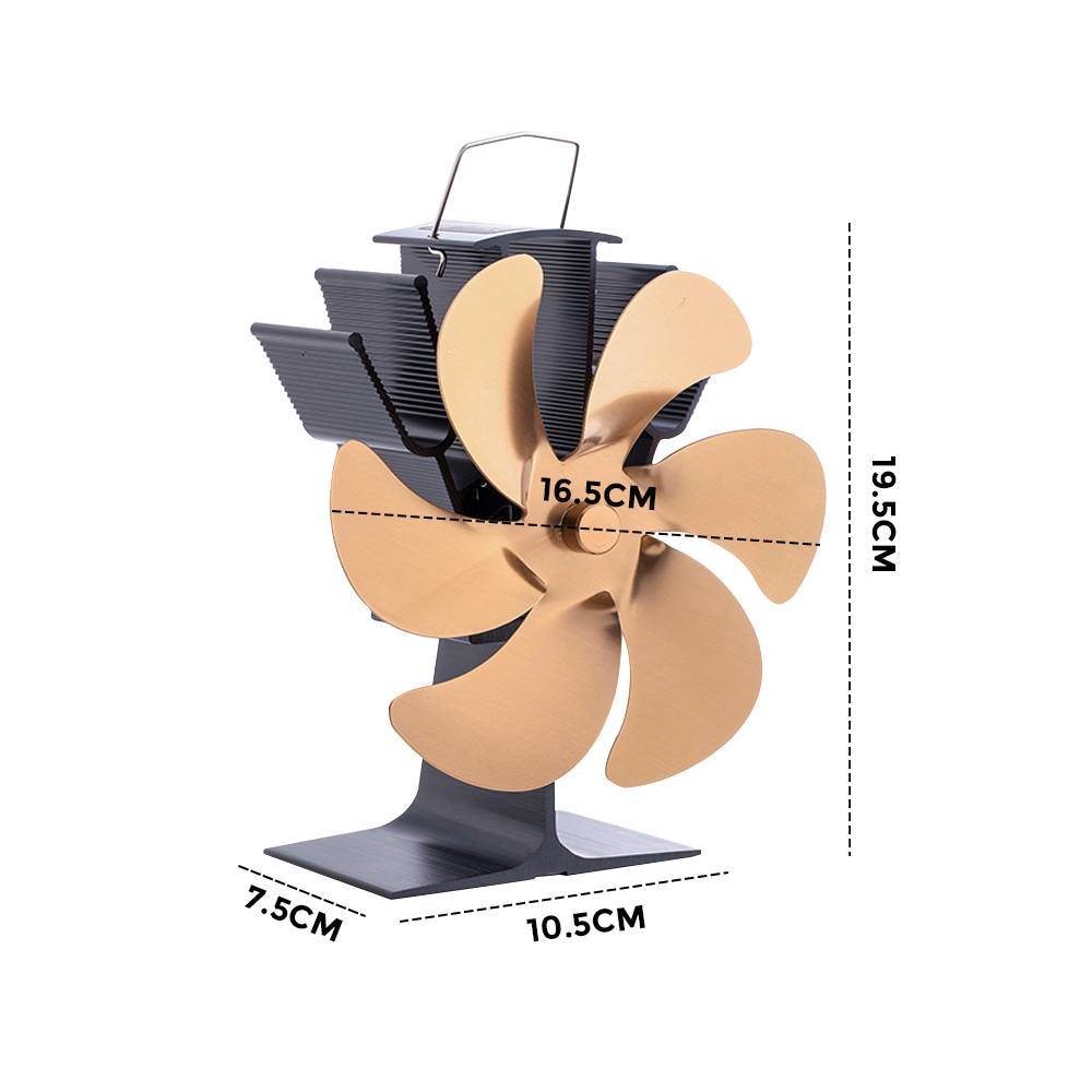 Stove Fan Small Fireplace Fan 6 Blades Wood Stove Fans Heat Powered Eco Fans Friendly Circulation for Wood Burning Log Burner Fireplace