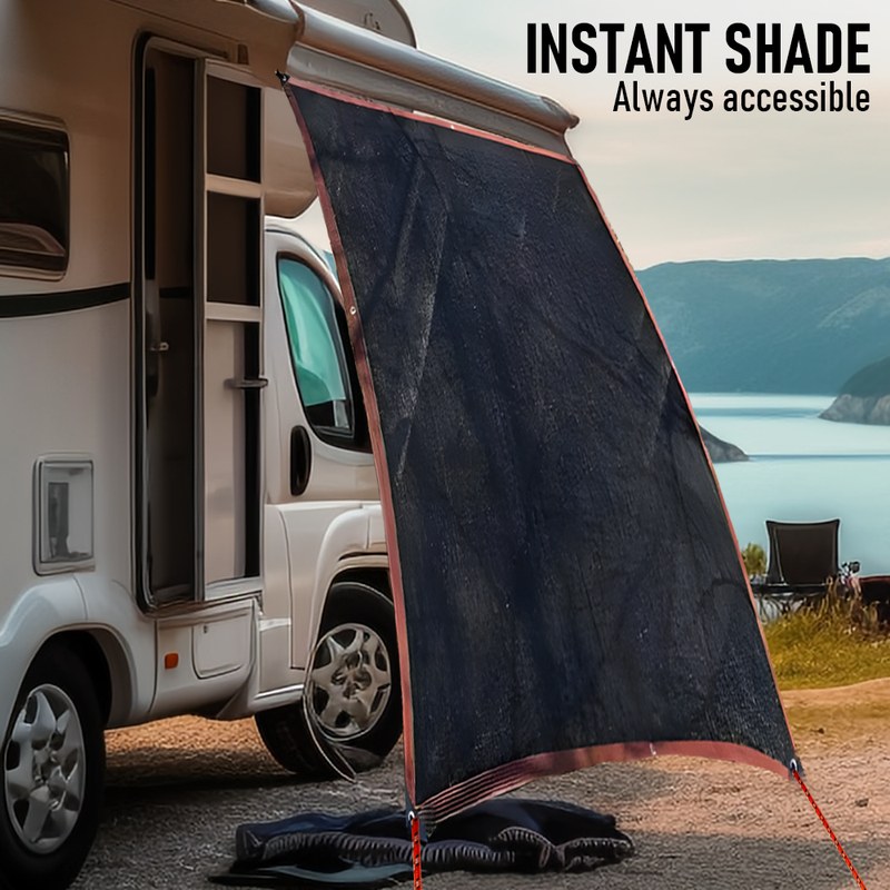 98 Shade Rating 2.4M Black Caravan End Wall Privacy Screen Sun Shade Roll