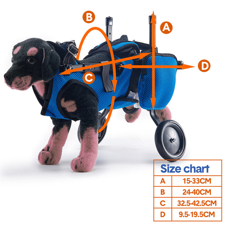 Adjustable Dog Wheelchair Pet Hind Leg Wheelchair Disabled Dog Cart Mobility Aid Rehabilitation Training for Pets Weighing 4-9kg With Pads and Poop Bags