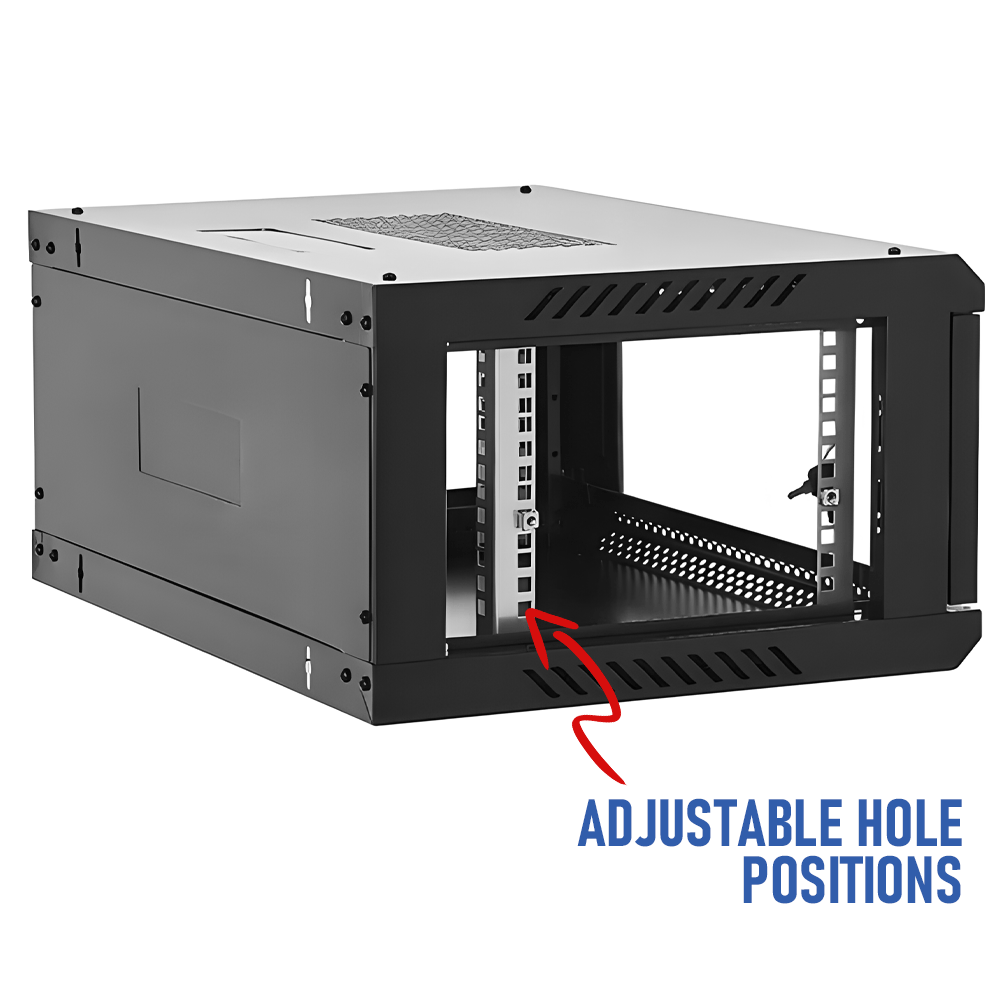 6U Cabinet Server Network Data Rack - Wall Mount 19'' LAN Rack IT Equipment with Lockable Glass Door and Removable Side Panels - 450mm Deep