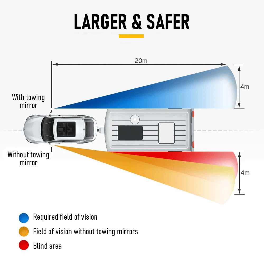 Front Pair Extendable Towing Mirrors Fit for Nissan Patrol GU/Y61 1997-2016 Manual Foldable Split View Black 2pcs