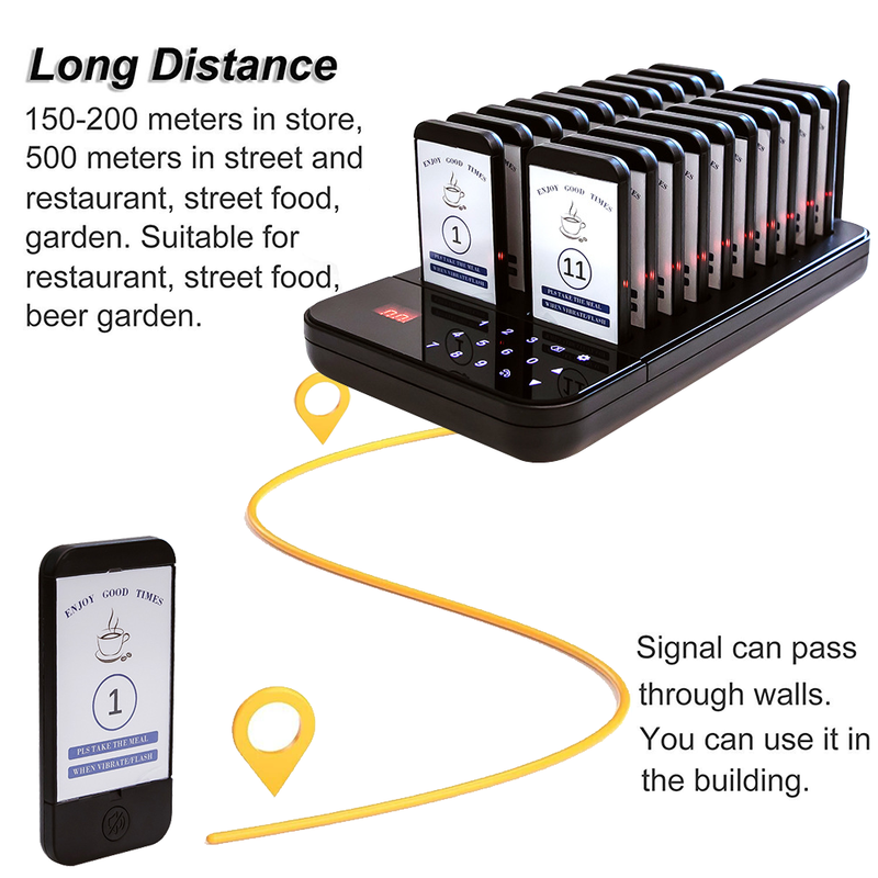 Restaurant Buzzers Paging System 20 Pagers Efficient Queue Management Wireless 3 Call Modes Guest Calling System Ideal for Restaurants Cafe and Events