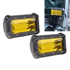 2x 5inch Flood LED Light Bar Offroad Boat Work Driving Fog Lamp Truck Yellow