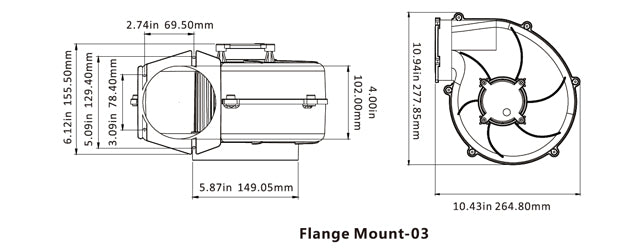 SEAFLO 4” Bilge Blower Fan 320 CFM 12V DC White Ventilation Boat Flange Mount