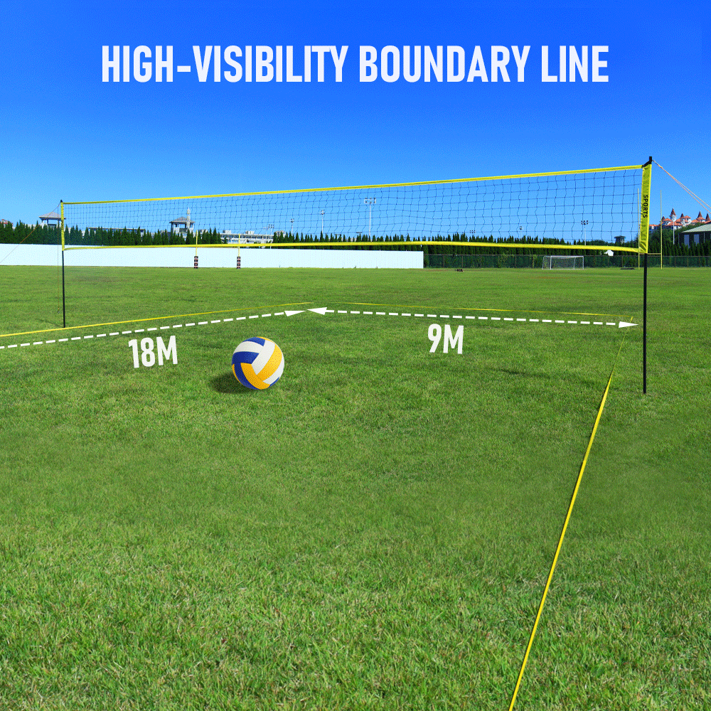 Portable Professional Volleyball Net Set Sports Mesh with Height Adjustable Pole and Ball Pump Beach Backyard Outdoor Training for Kids Adults Volleyball