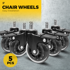 5 pcs Office Chair Casters 360 Rotatable Replacement Wheels with Locks