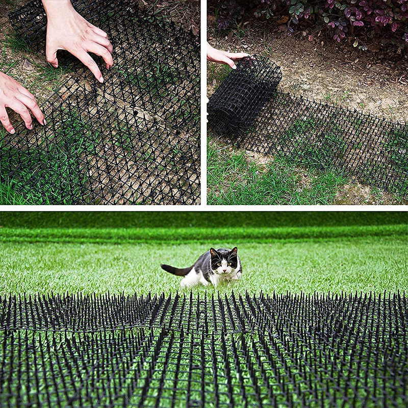 4M Cat Scat Mat Spikes Deterrent Fence Protector Prickle Strips Anti-Cats Network Digging Stopper Pest Repellent Spike Deterrent Mat 2 Rolls