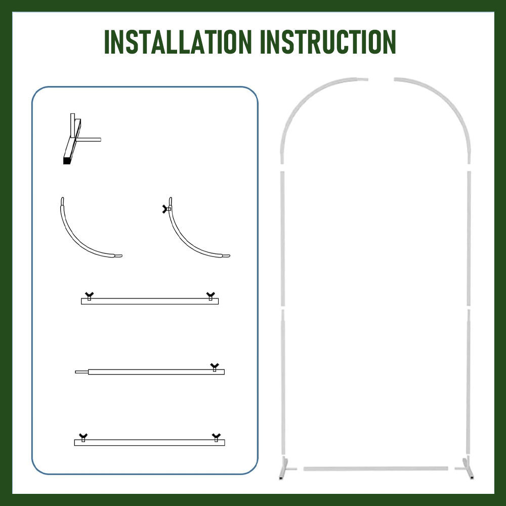 Metal Arch Backdrop White Stand Wedding Arch Stand Set of 3 (6FT/5FT/4FT) Square Arched Frame for Outdoor Birthday Party Ceremony