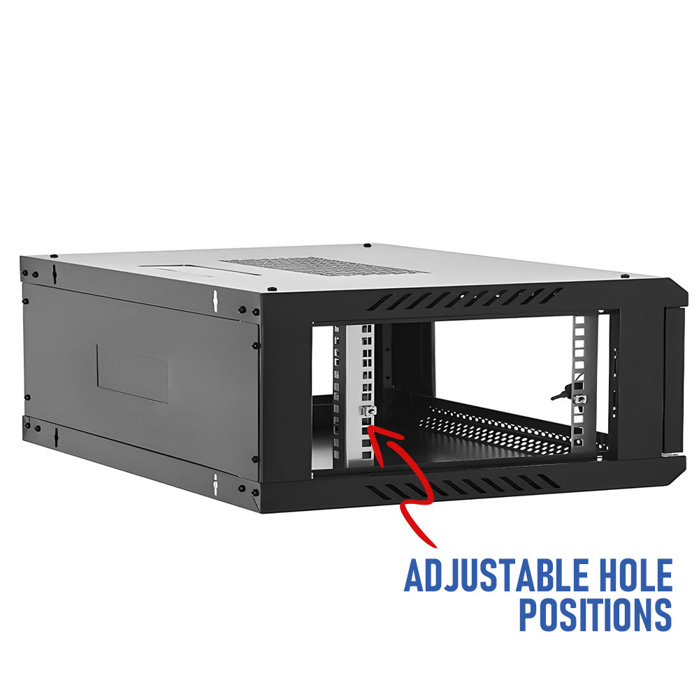 4U Network Data Cabinet Server Rack Wall Mount LAN Rack IT Equipment Max Load 20kg with Lockable Glass Door/Removable Side Panels 400mm Deep Overall 0.6mm