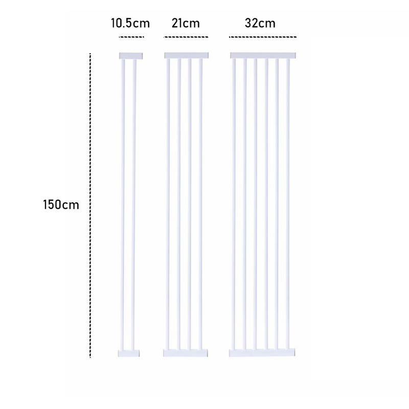 Extra Tall 150cm Baby Pet Security Gate Safety Gate Easy Fit Fence Two Way Opening No Drill Needed Extension Part Width of 10.5cm/21cm/32cm Optional