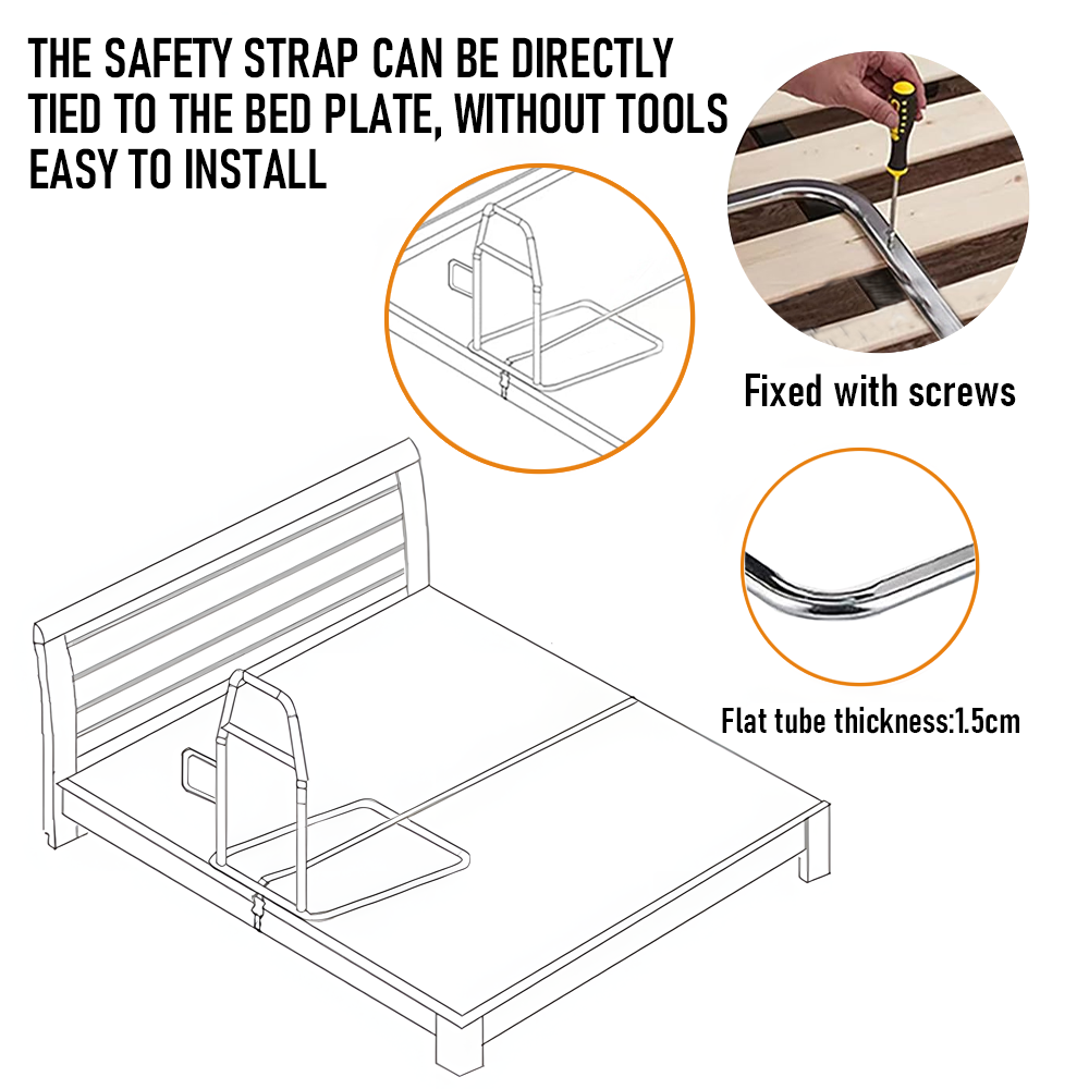 Bed Rail for Seniors Elderly Adults Safety Assist Medical Bed Support Bar Mobility Assistant With Storage Bag and Fixing Strap 136kg Loading