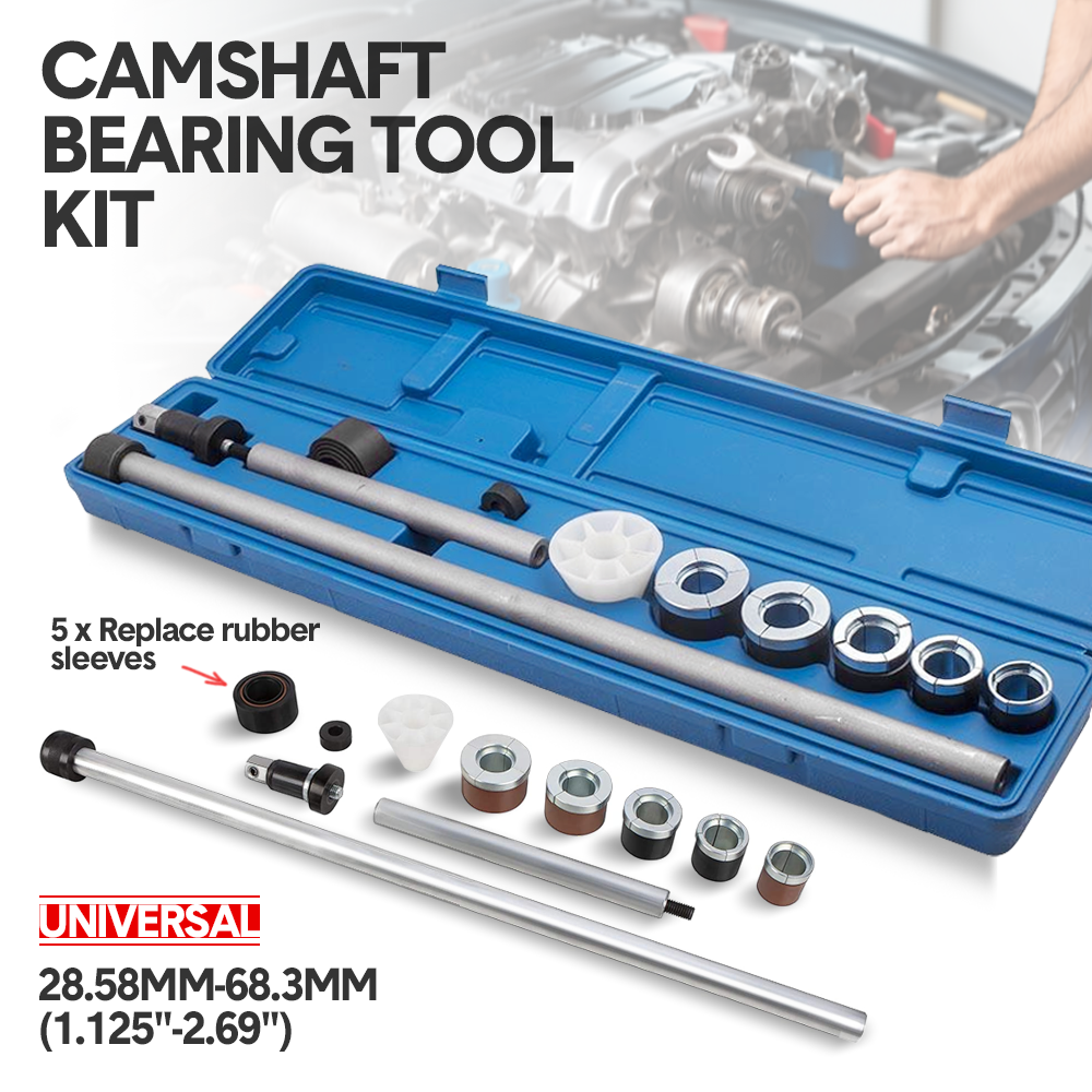 Cam Bearing Removal and Installation Tool Set Complete Camshaft Bearing Tool Kit with 1-1/8 to 2-2/3 Inch Adapters Covers Most Domestic and Import Vehicles