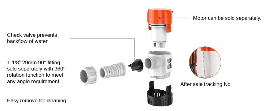 SEAFLO 12V Electric Marine Submersible Bilge Pump 1100GPH Anti-Airlock Corrosion-Resistant Modular Quick-Connect Design