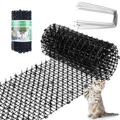 4M Cat Scat Mat Spikes Deterrent Fence Protector Prickle Strips Anti-Cats Network Digging Stopper Pest Repellent Spike Deterrent Mat 2 Rolls