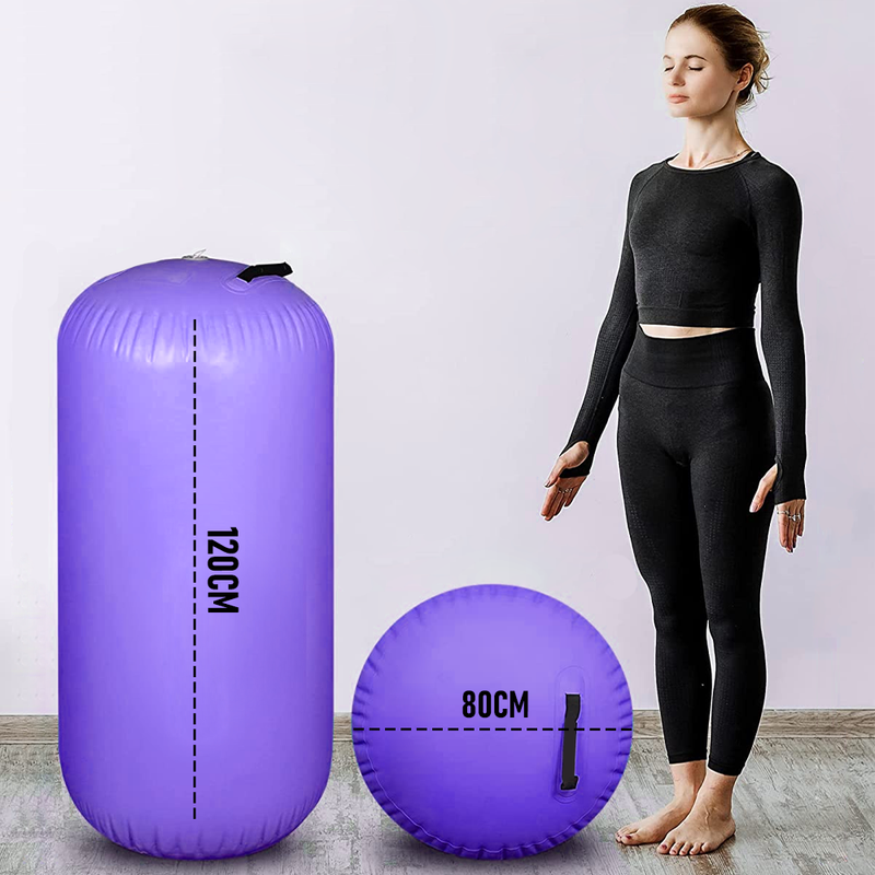 Inflatable Air Roller Gymnastics Barrel Cylinder Balance Training Roller 120x80cm Purple