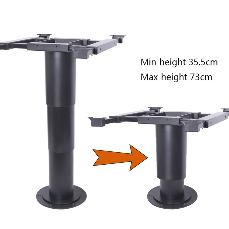 Table Pedestal Telescopic Leg 355-730mm Adjustable Height Aluminum Alloy 360 Degree Turntable Sliding System for RV Marine Boat Caravan Motorhome