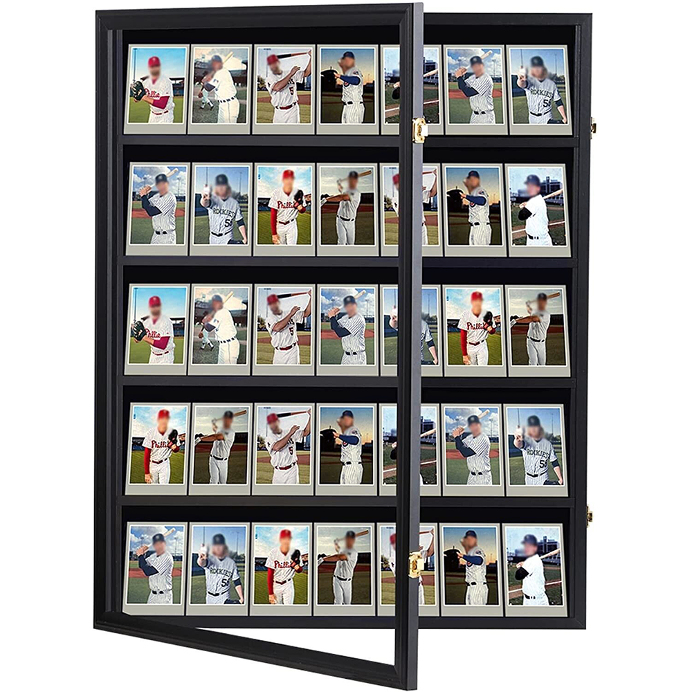 35 Card Display Case Lockable Wall Mount 7X5Frame Clear View Card Holder Collector with UV Protection for Sports Baseball Football Trading Card Collection