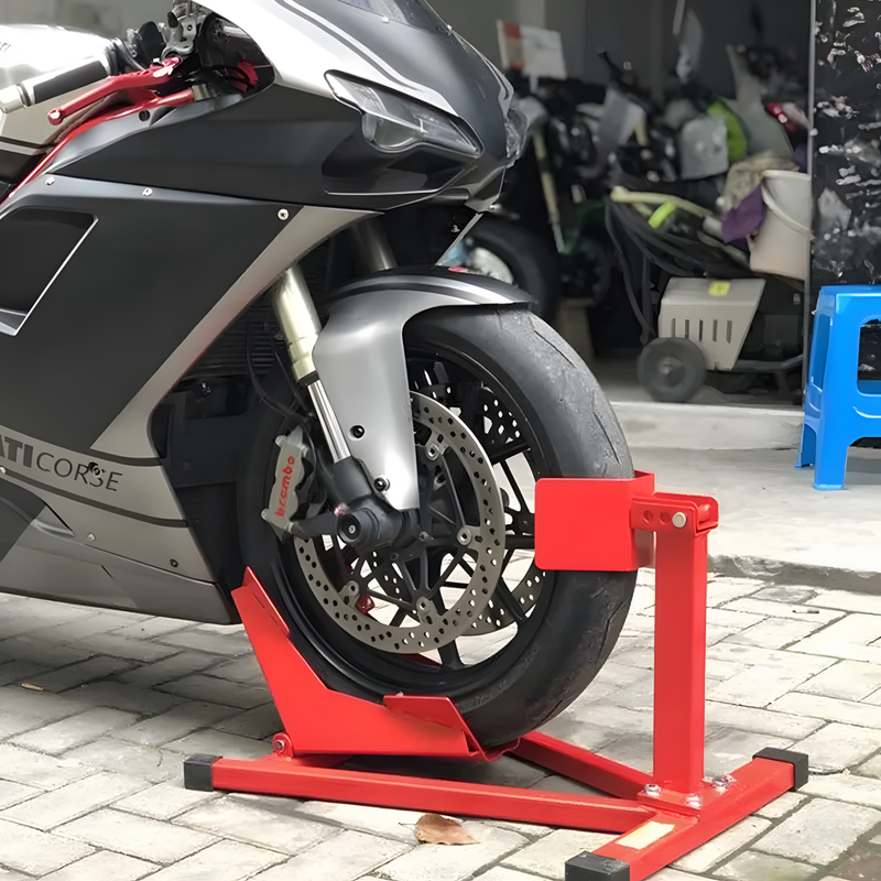 Heavy-Duty Motorcycle Motorbike Front Wheel Chock Lift Stand Vehicle Wheel Chock Clampsfor Trailer Transport 15"-21" Tires Standard Motorcycles