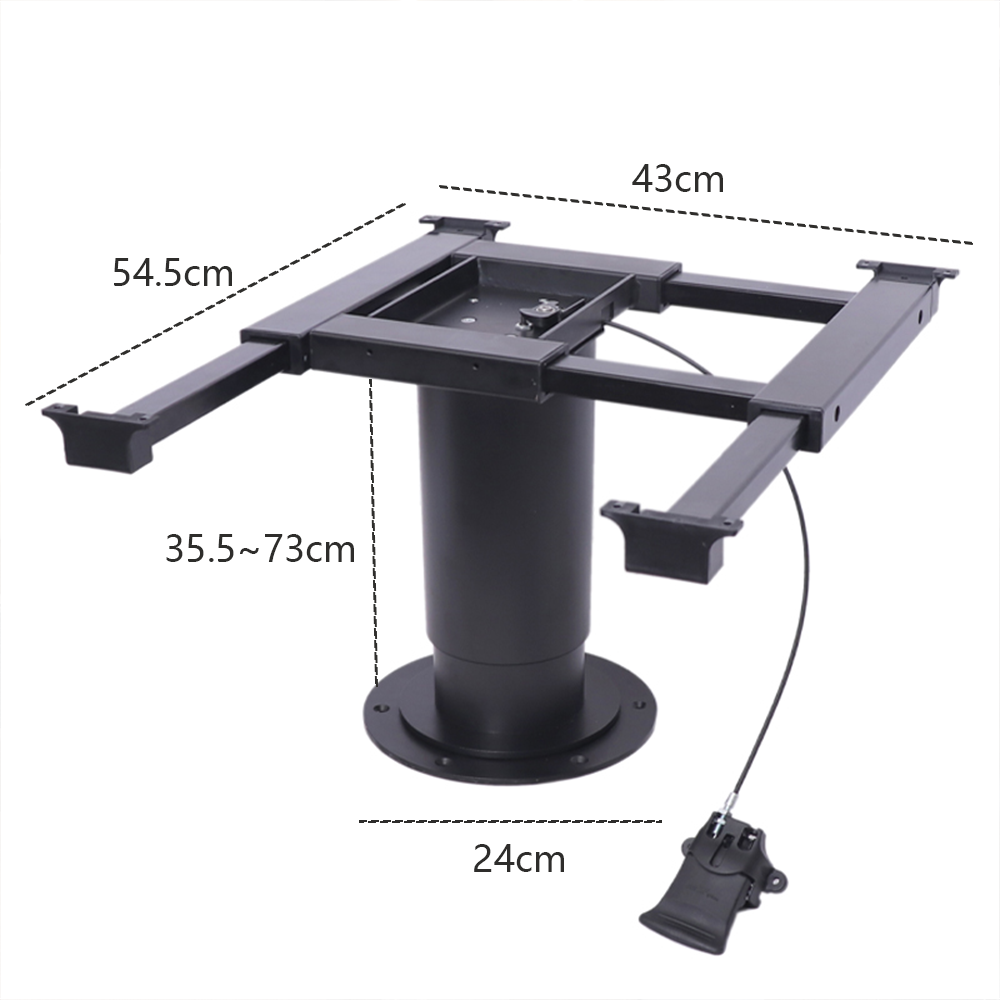 Table Pedestal Telescopic Leg 355-730mm Adjustable Height Aluminum Alloy 360 Degree Turntable Sliding System for RV Marine Boat Caravan Motorhome