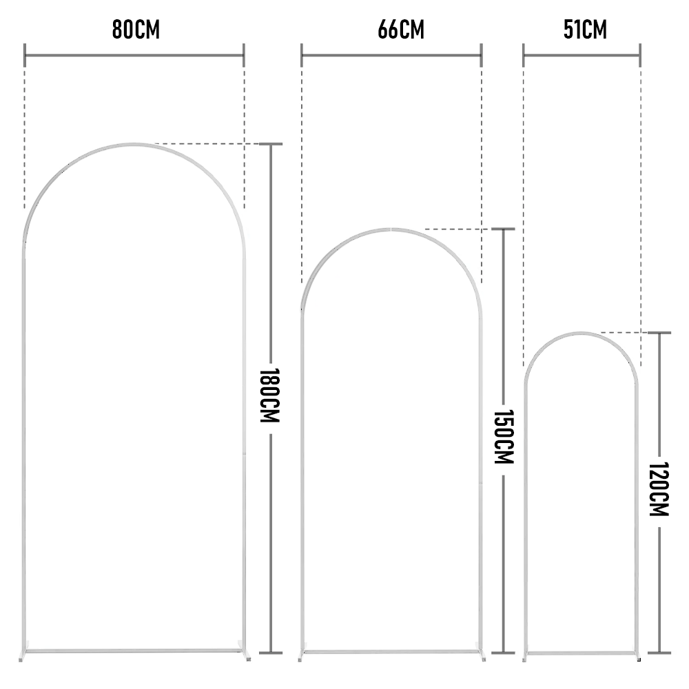 Metal Arch Backdrop White Stand Wedding Arch Stand Set of 3 (6FT/5FT/4FT) Square Arched Frame for Outdoor Birthday Party Ceremony