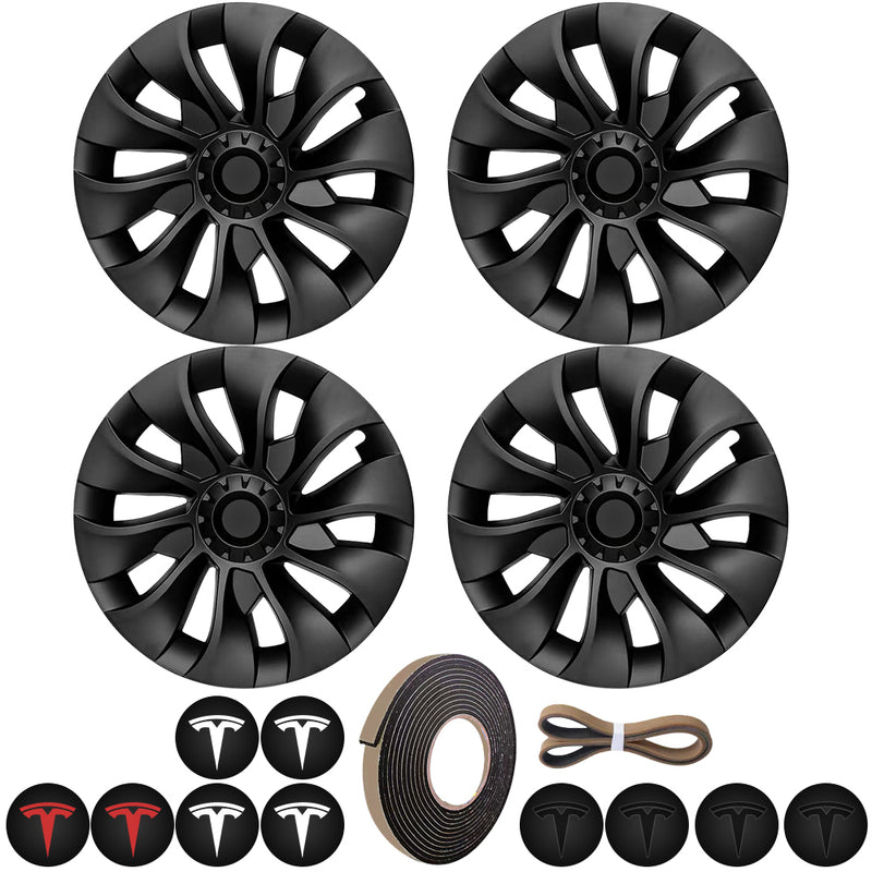 Tesla Model 3 Wheel Cover Caps 18 Inch Rim Hubcap Hub Cap Matt Black Set of 4