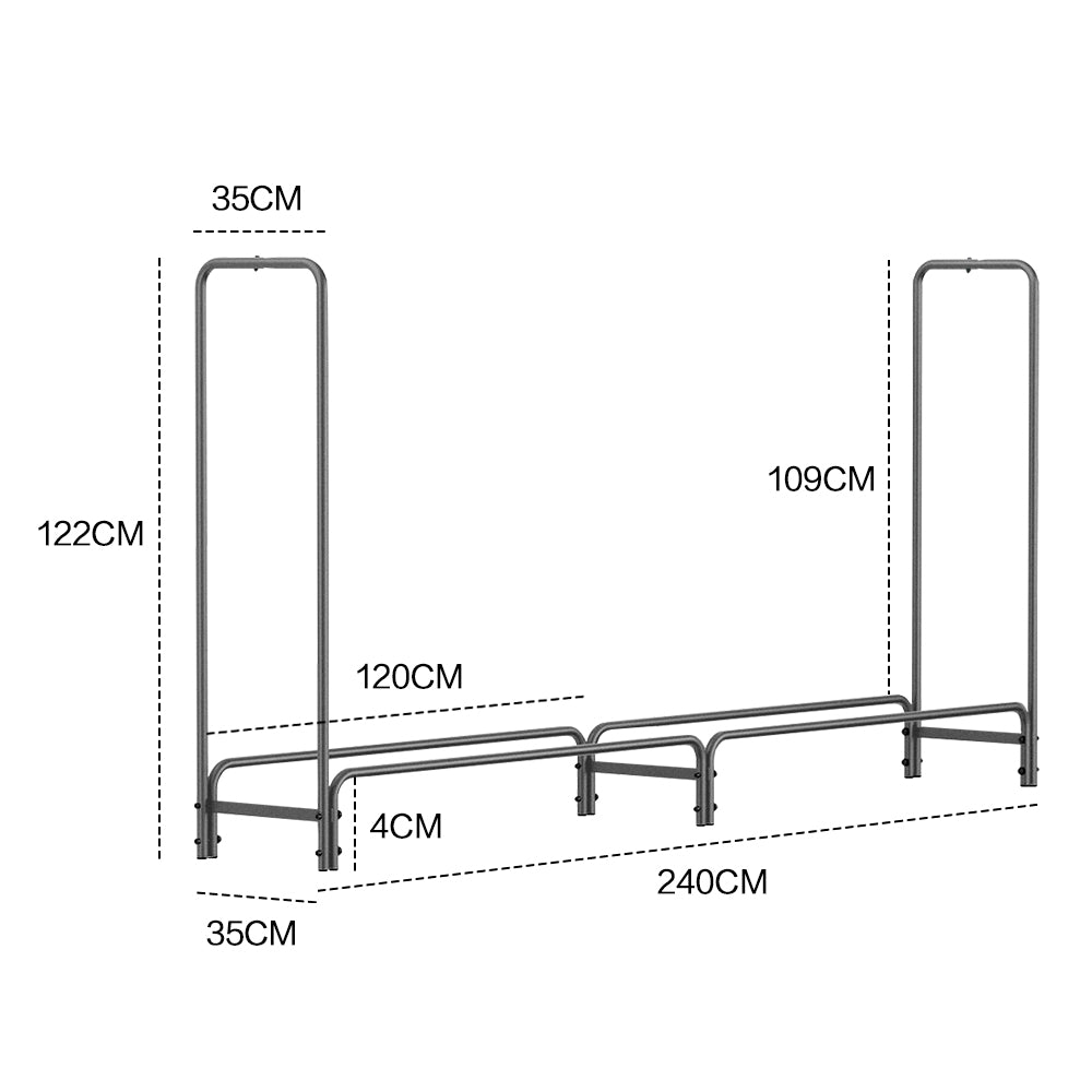 Steel Firewood Rack Wood Stacker Holder Log Storage Rack Stand Heavy Duty Outdoor 150kg Capacity Lumber Storage Organizer