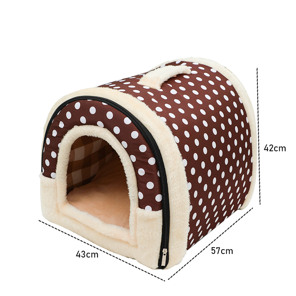 Pet Dog House Brown with Soft Igloo Design Comfortable Cat & Puppy Cushioned Bed Foldable, Machine Washable Durable with Chic Patterns