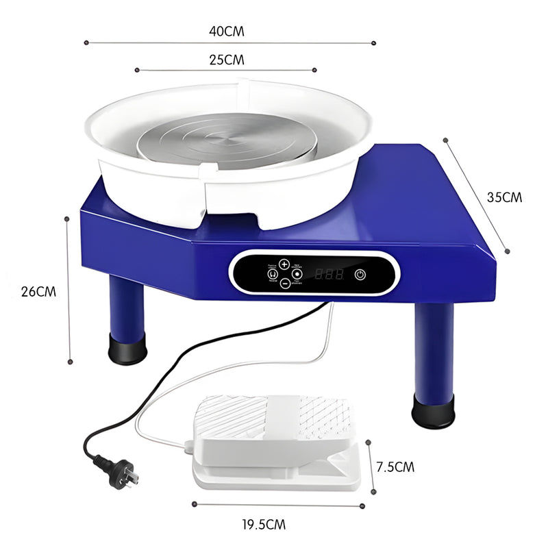 Electric Pottery Wheel Machine 1200W Power Foot Pedal Control with Detachable Basin and LCD display for Ceramics,Clay Work,Home DIY,Pottery Training