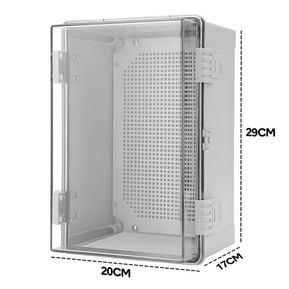 Electrical ABS Junction Box IP66 Waterproof Electrical Enclosure with Clear Hinged Cover and Mounting Plate for Electrical Project 30x20x17cm