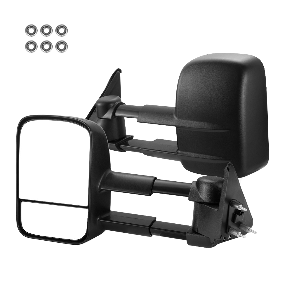 Front Pair Extendable Towing Mirrors Fit for Nissan Patrol GU/Y61 1997-2016 Manual Foldable Split View Black 2pcs