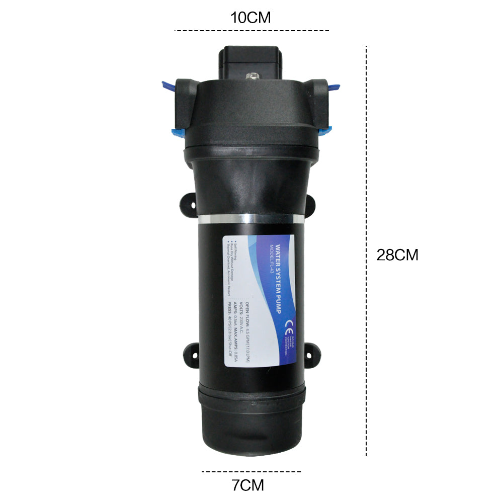 230V High Pressure Water Pump Diaphragm Self Priming 40PSI 4.5GPM 17L Per min for Agricultural Irrigation Cooling Water Circulation Liquid Transfer