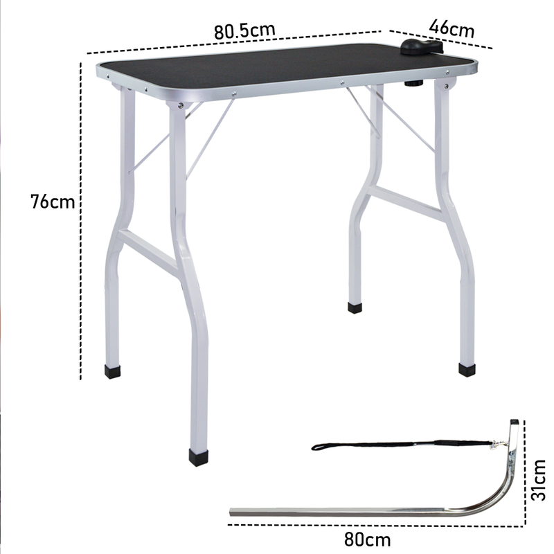 Folding Non-Slip Grooming Table with Adjustable Arm for Pet Bathing and Grooming