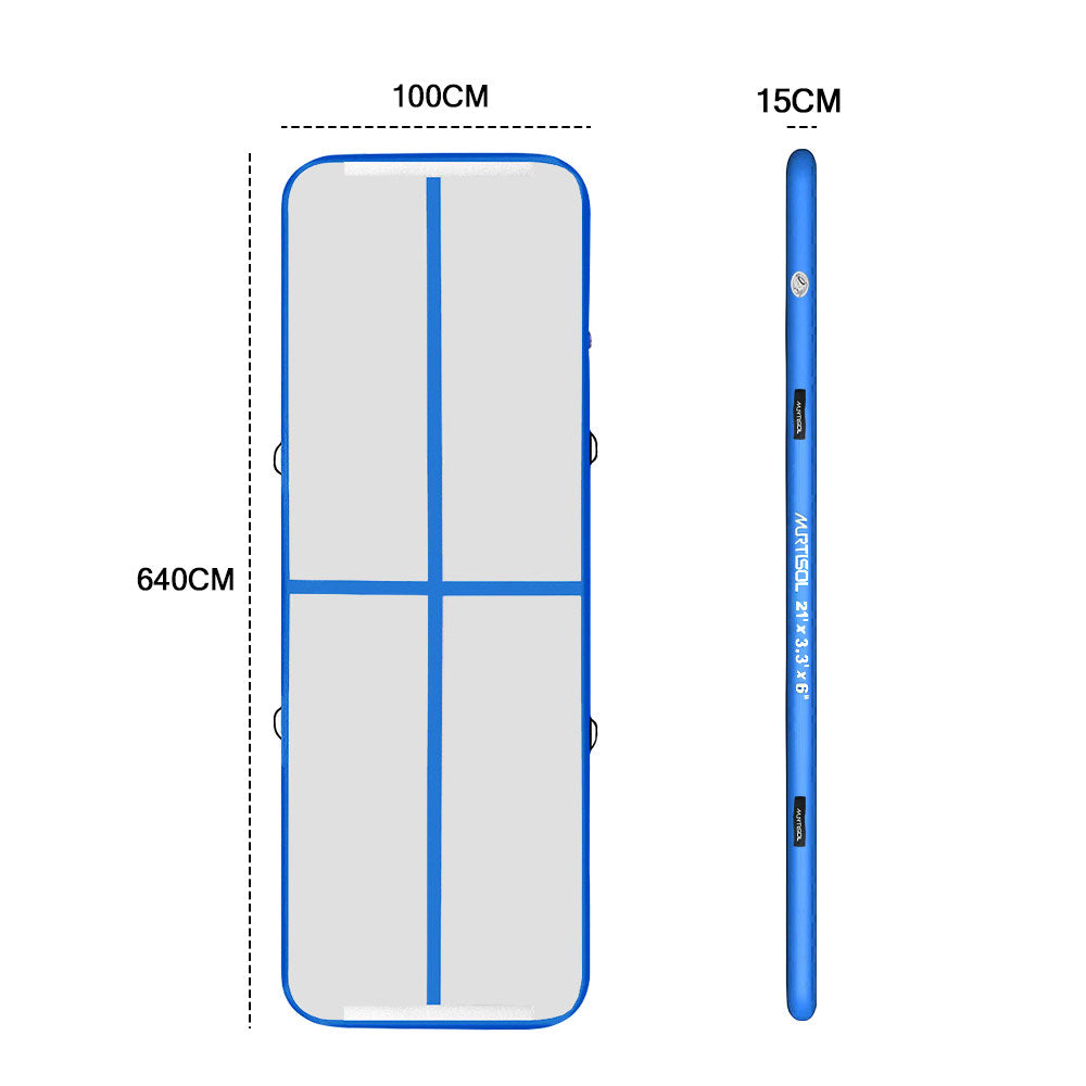 Air Track Gymnastics Tumbling Exercise Mat Inflatable Mat 640x100x15cm With Electric Pump and Storage Bag For Gymnastics Training Yoga Gym Equipment