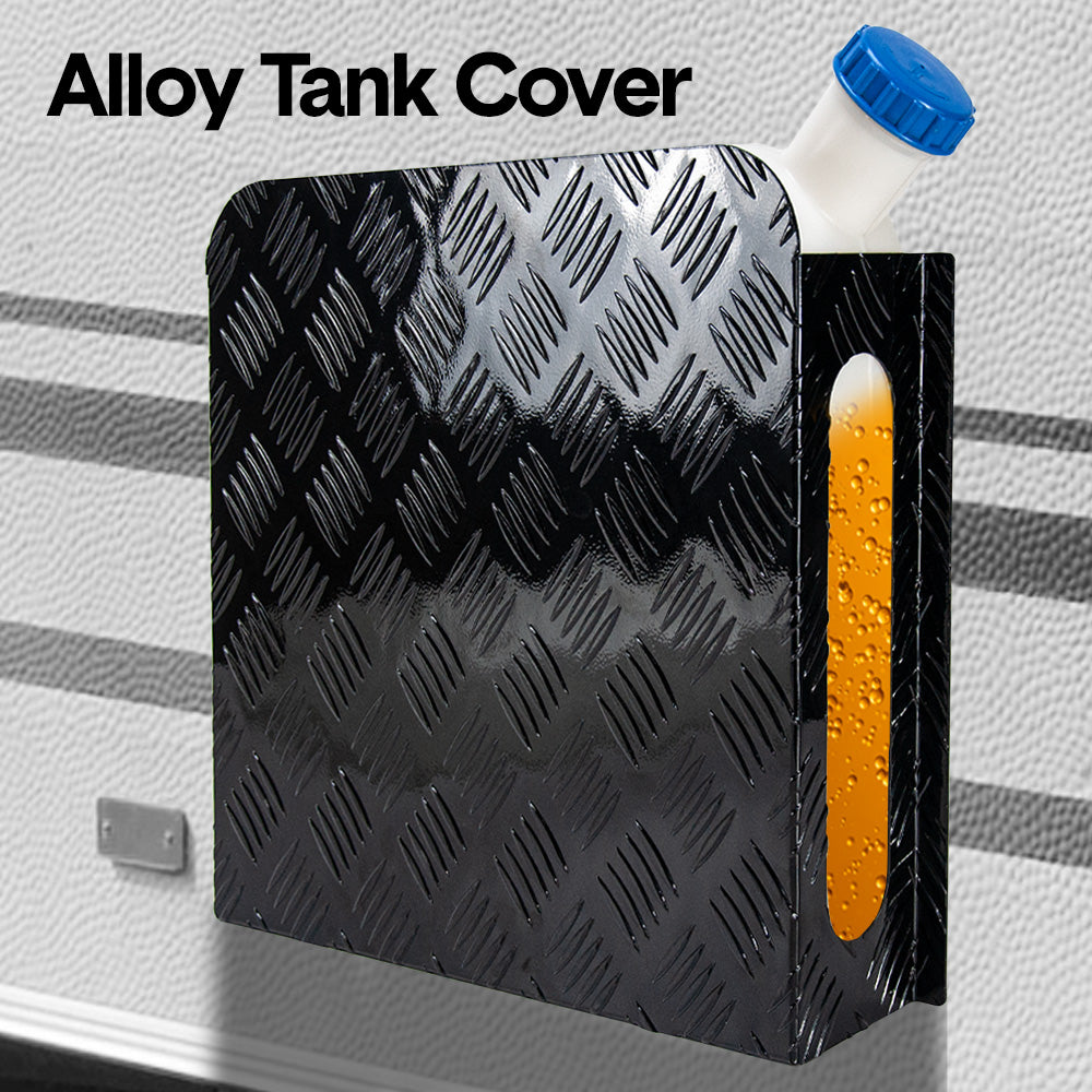 Diesel Tank Cover Double Side Sight Gauge Below Cut for Fuel Pick Up 10/15 L Tank Black Aluminium Alloy Checker Plate Fit Opening Protective Cover