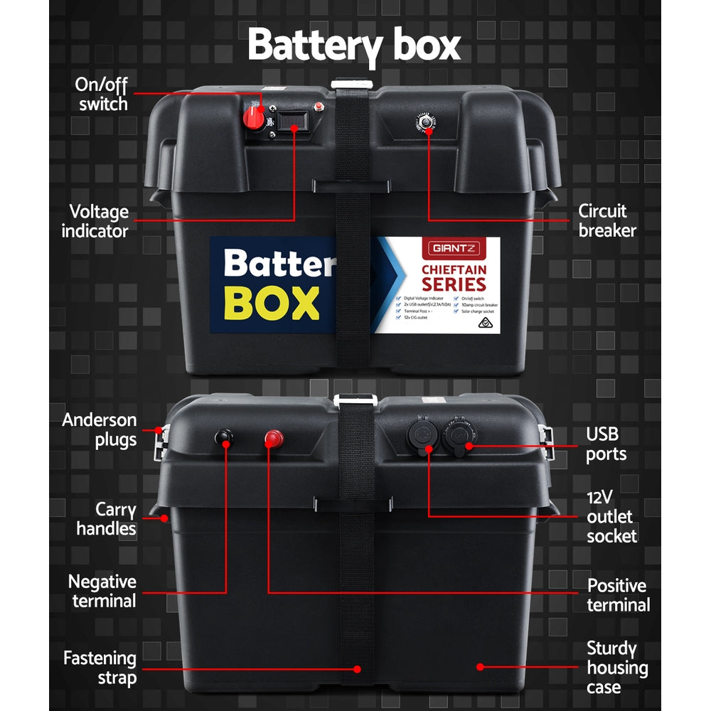 Giantz AGM Deep Cycle Battery 12V 100Ah Box Portable Solar Caravan Camping