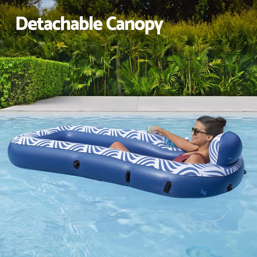 Bestway Inflatable Floating Float Lounger with Sunshade Canopy 1.98Mx1.12M Blue