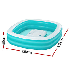 Bestway Kids Inflatable Family Pool with Center Console Cup Holder 218x218x48cm