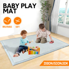 Tatami Memory Foam Mat Baby Playmat Coral Velvet Relaxing Pad Crawling Non Slip Home Thick Carpet Play Area 150x200x3cm for Nursery Baby Toddler Gray