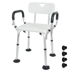 Shower Seat Bath Chair Adjustable Height Non-Slip Shower Bathtub Seat with Padded Arms Removable Back for Elderly Medical Disabled Safety Bathroom