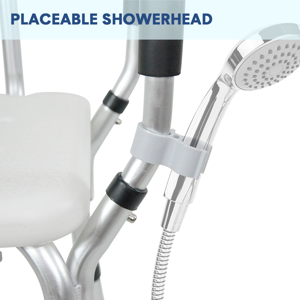 Shower Seat Bath Chair Adjustable Height Non-Slip Shower Bathtub Seat with Padded Arms Removable Back for Elderly Medical Disabled Safety Bathroom