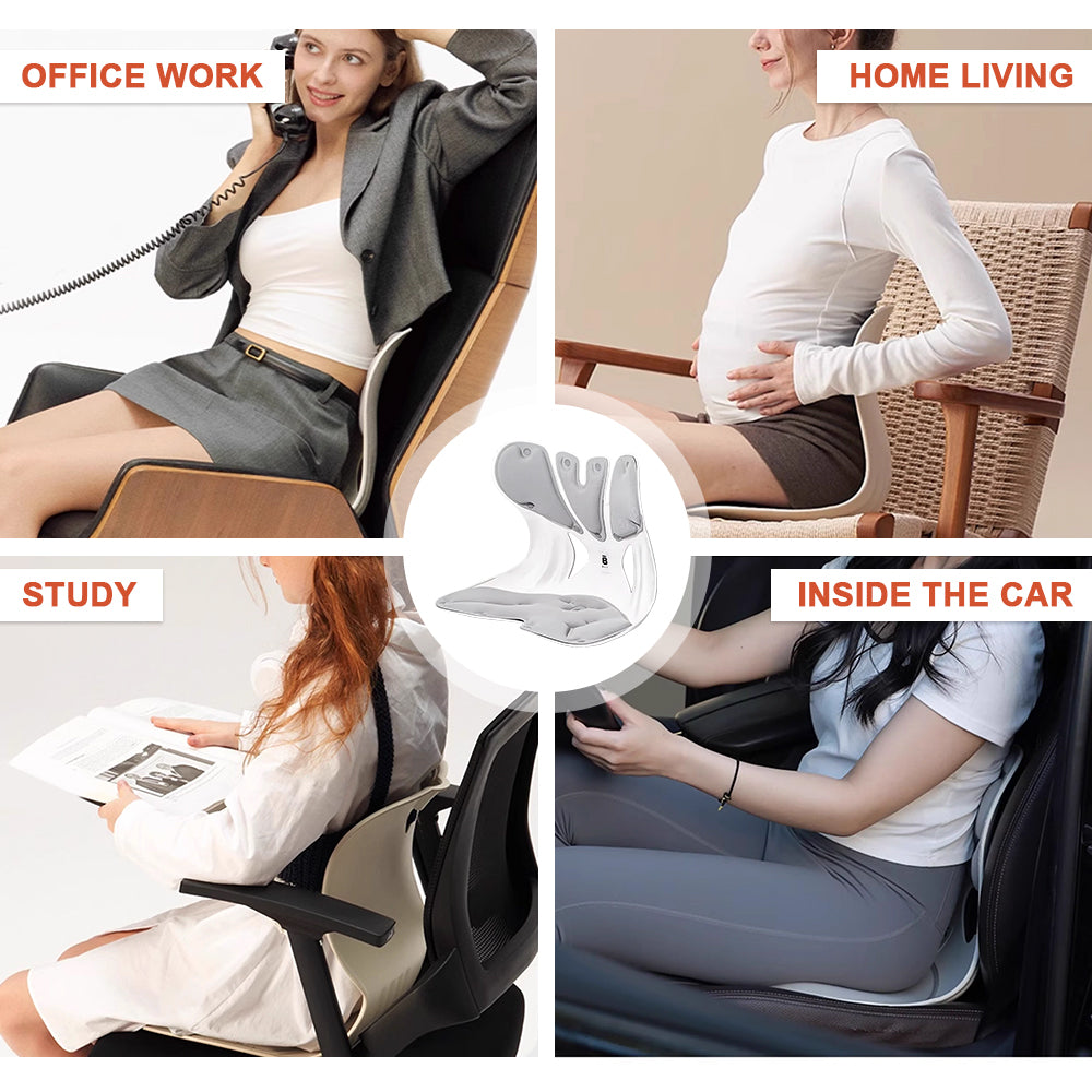 BKT Cushion Portable Ergonomic Lower Back Seat Lumbar Support Chair Posture Corrector Extra Large Fit 75-150kg Users for Home Office Chair and Floor Seat