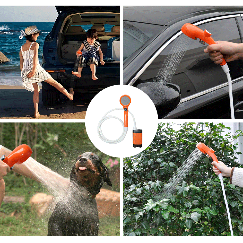 Portable Camping Shower IPX7 Waterproof Outdoor Shower Water Pump with Rechargeable Battery and Intelligent Digital Display for Camping Hiking Traveling