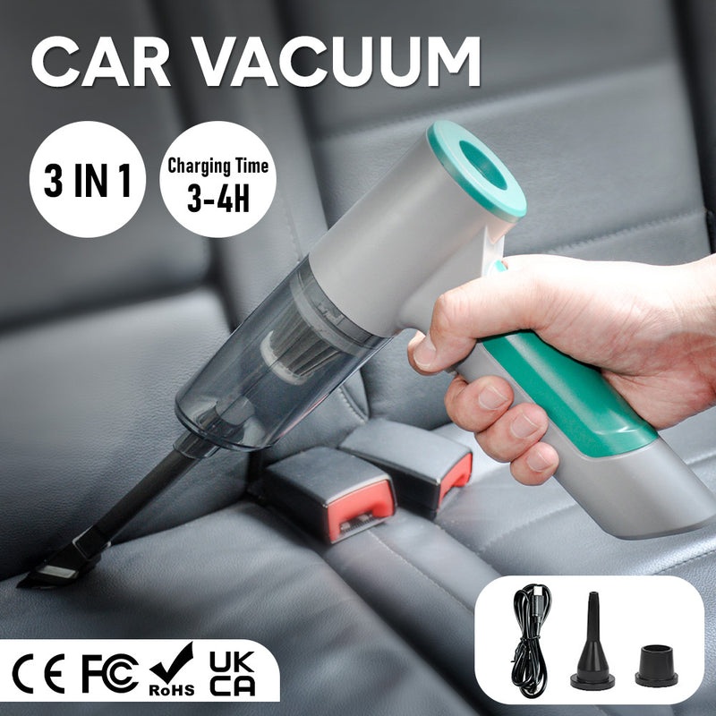 Car Vacuum 12V 120W Handheld Cordless Rechargeable Portable Wireless Cleaner 3 Variable Speed With 2000mah Li-ion Battery for Car Desktop Home Cleaning